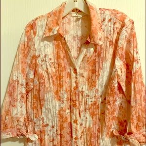 M Collection/Blouse -sz6  Melon/White,cool $12